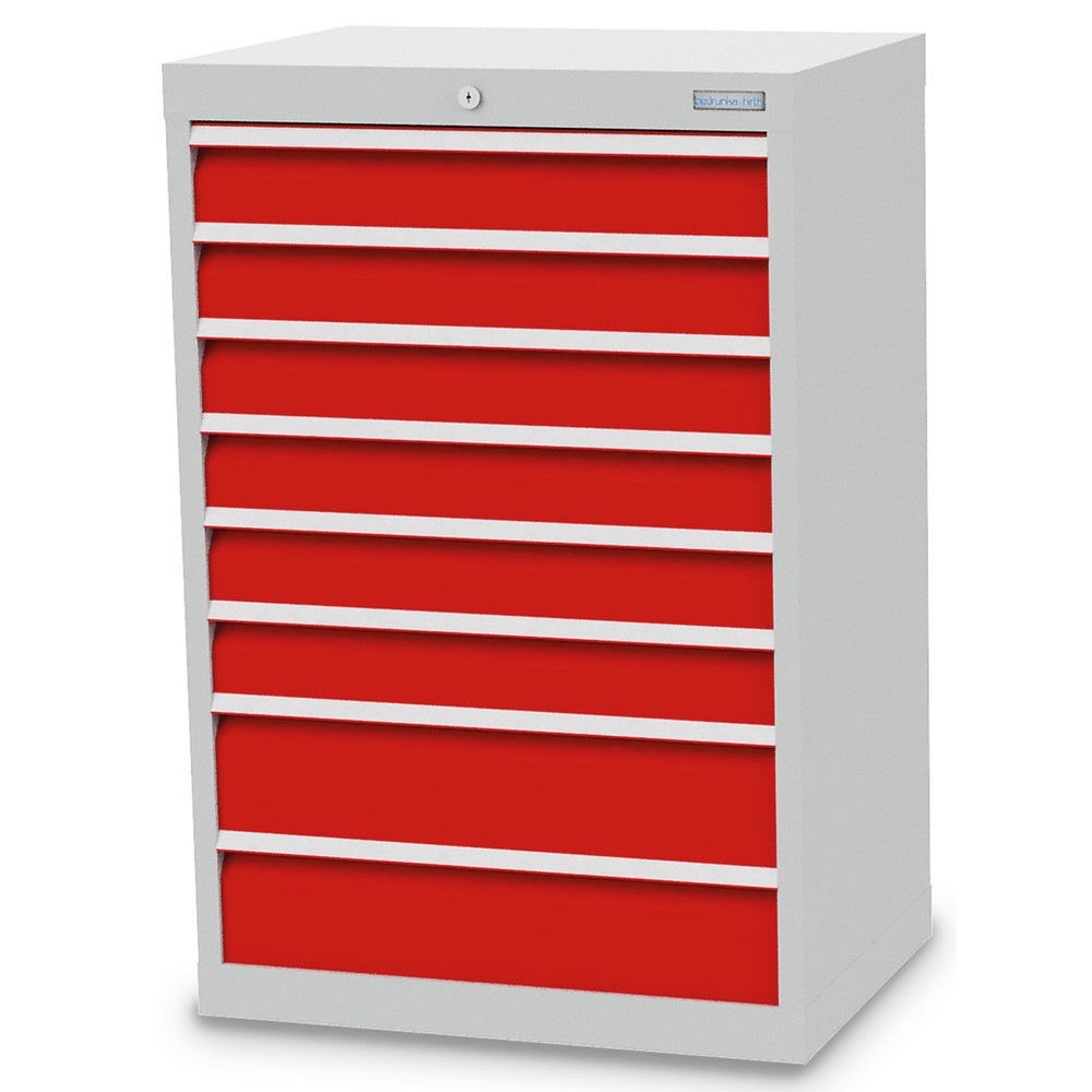 Illustration du produit: Armoire à tiroirs Profi, tiroirs de 6 x 100 + 2 x 150 mm, H x l x P 1 019 x 680 x 500 mm Bedrunka+Hirth, gris clair, rouge signalisation