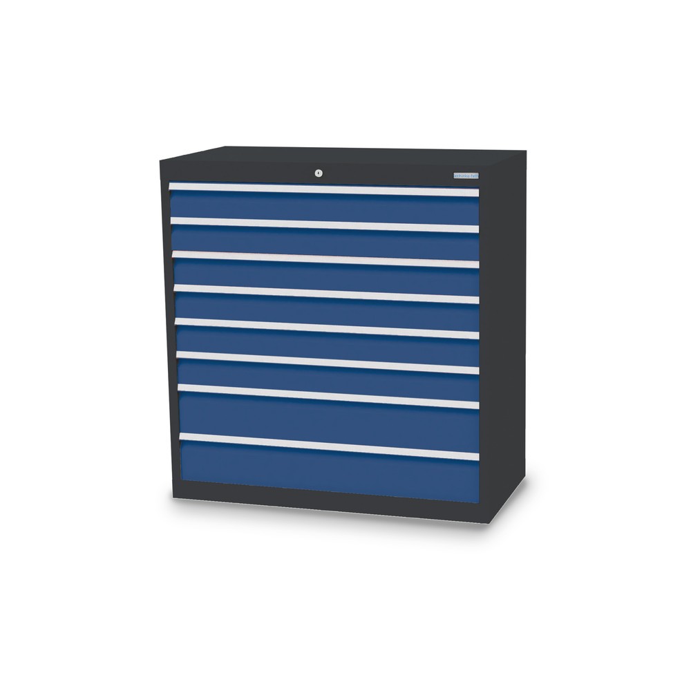 Illustration du produit: Armoire à tiroirs Profi, tiroirs de 6 x 100 + 2 x 150 mm, H x l x P 1 019 x 980 x 500 mm Bedrunka+Hirth, gris anthracite, bleu gentiane