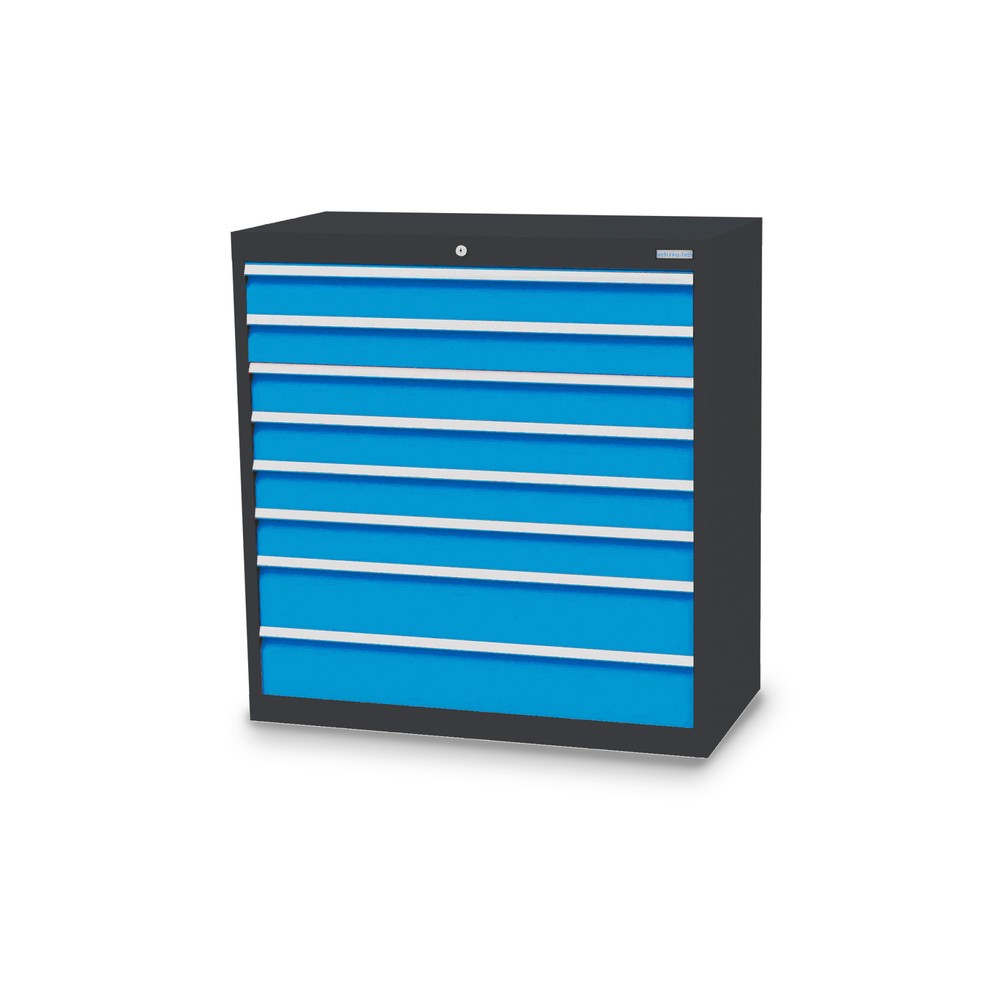 Illustration du produit: Armoire à tiroirs Profi, tiroirs de 6 x 100 + 2 x 150 mm, H x l x P 1 019 x 980 x 500 mm Bedrunka+Hirth, gris anthracite, bleu clair