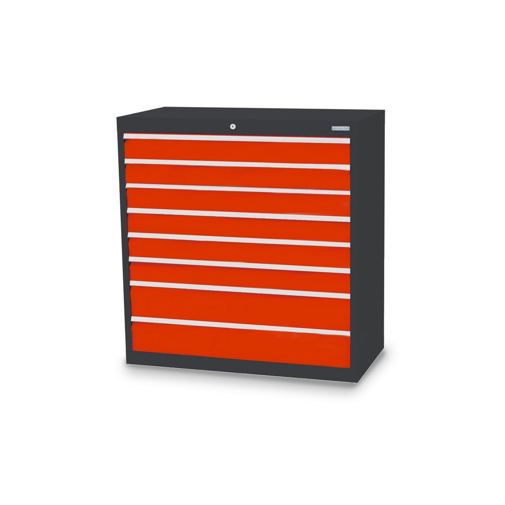 Illustration du produit: Armoire à tiroirs Profi, tiroirs de 6 x 100 + 2 x 150 mm, H x l x P 1 019 x 980 x 500 mm Bedrunka+Hirth, gris anthracite, rouge signalisation