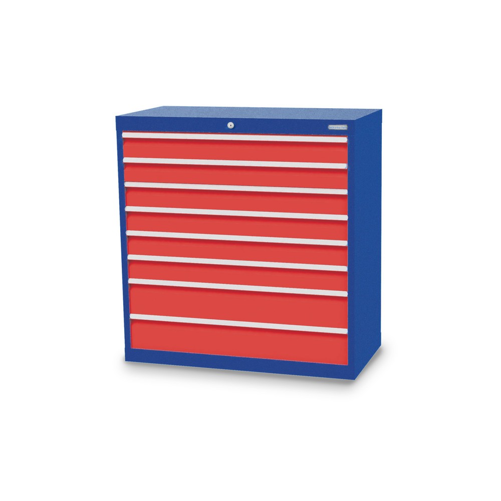 Illustration du produit: Armoire à tiroirs Profi, tiroirs de 6 x 100 + 2 x 150 mm, H x l x P 1 019 x 980 x 500 mm Bedrunka+Hirth, bleu gentiane, rouge signalisation