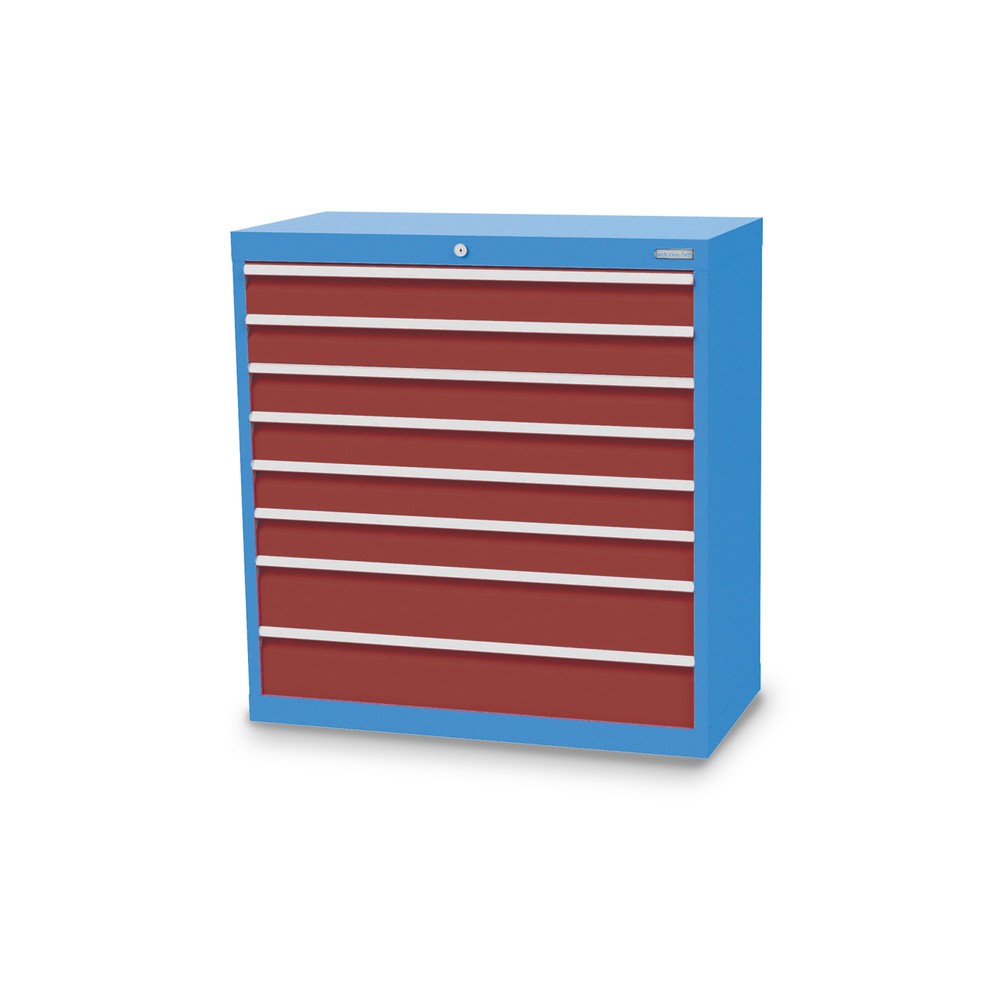 Illustration du produit: Armoire à tiroirs Profi, tiroirs de 6 x 100 + 2 x 150 mm, H x l x P 1 019 x 980 x 500 mm Bedrunka+Hirth, bleu clair, rouge rubis