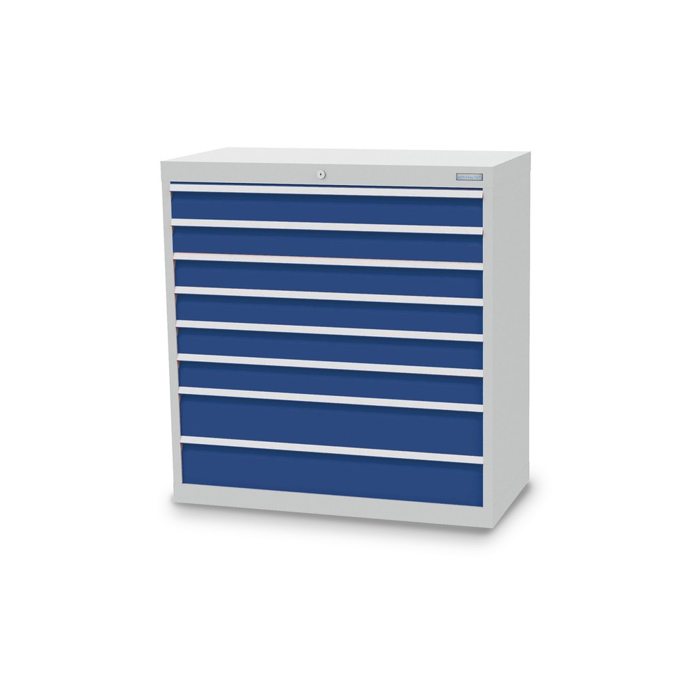 Illustration du produit: Armoire à tiroirs Profi, tiroirs de 6 x 100 + 2 x 150 mm, H x l x P 1 019 x 980 x 500 mm Bedrunka+Hirth, gris clair, bleu gentiane
