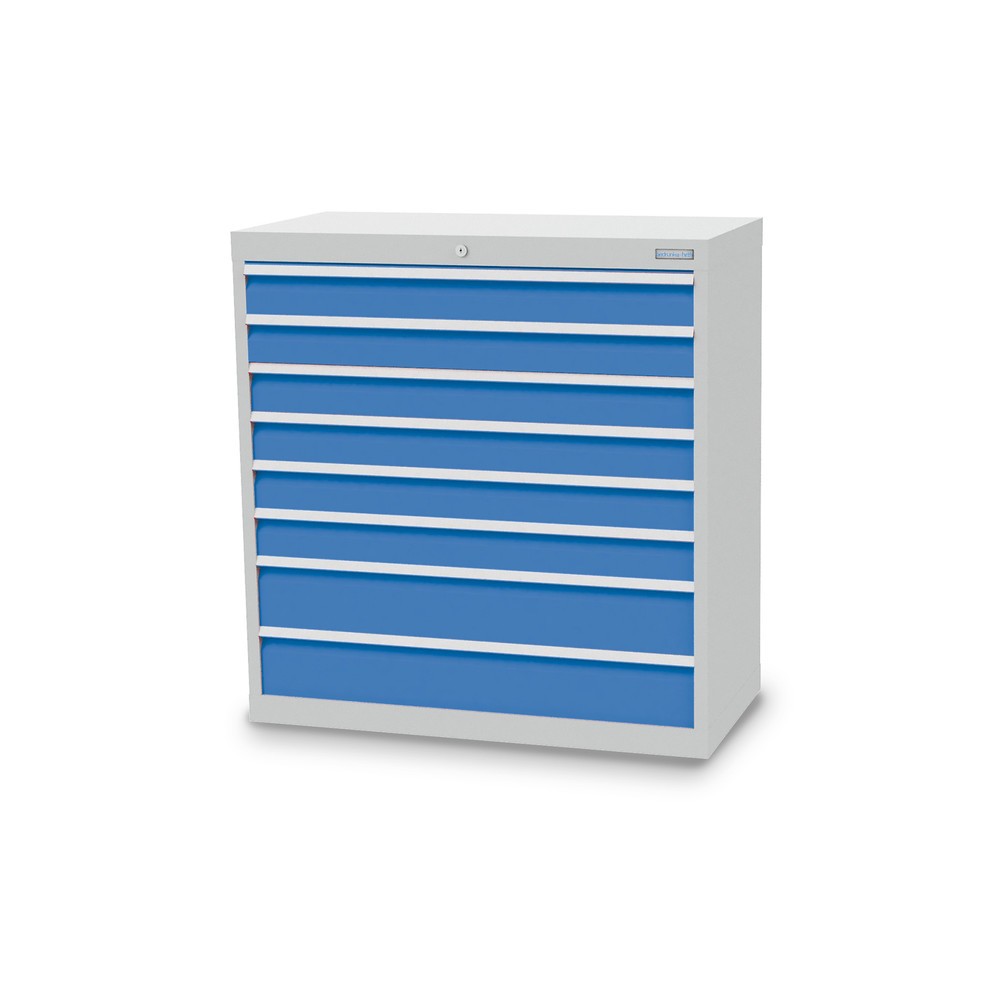 Illustration du produit: Armoire à tiroirs Profi, tiroirs de 6 x 100 + 2 x 150 mm, H x l x P 1 019 x 980 x 500 mm Bedrunka+Hirth, gris clair, bleu clair