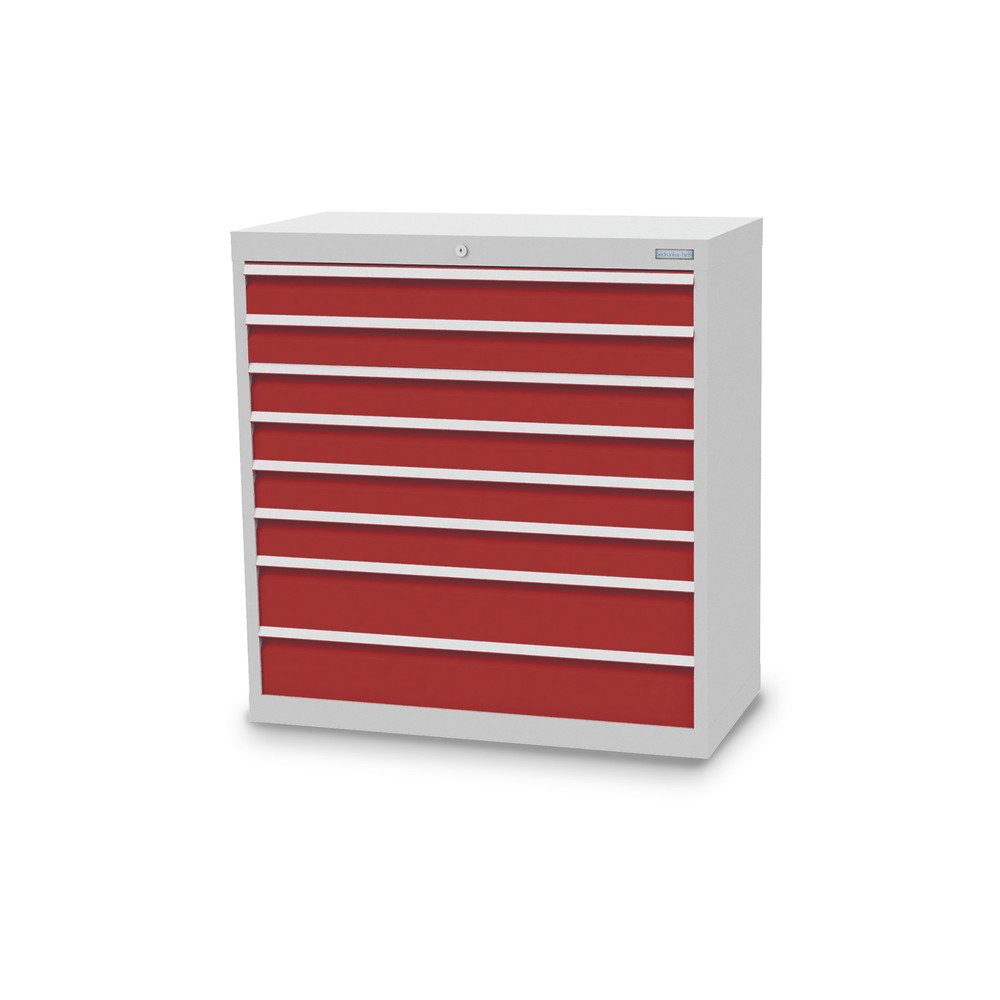Illustration du produit: Armoire à tiroirs Profi, tiroirs de 6 x 100 + 2 x 150 mm, H x l x P 1 019 x 980 x 500 mm Bedrunka+Hirth, gris clair, rouge rubis
