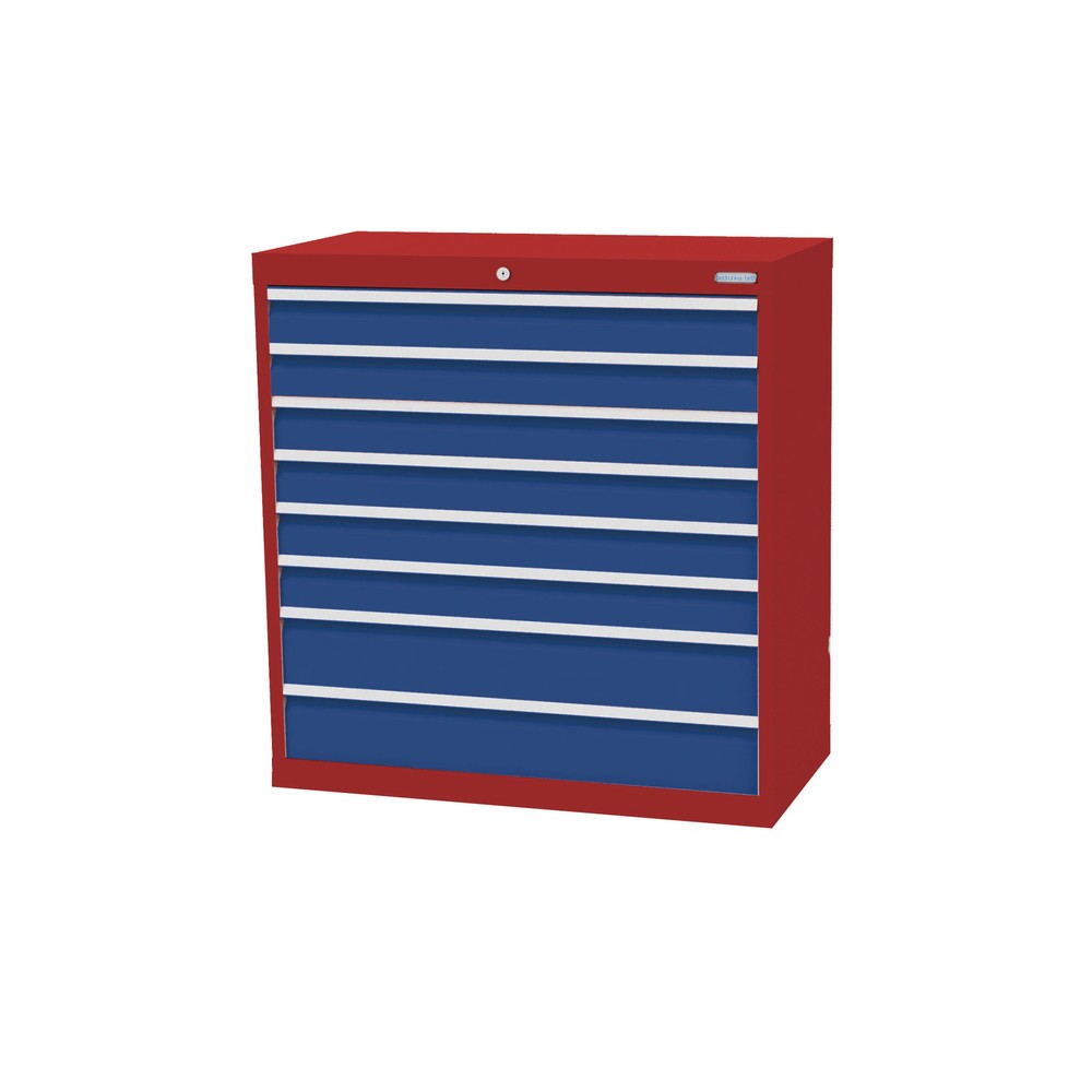 Illustration du produit: Armoire à tiroirs Profi, tiroirs de 6 x 100 + 2 x 150 mm, H x l x P 1 019 x 980 x 500 mm Bedrunka+Hirth, rouge rubis, bleu gentiane