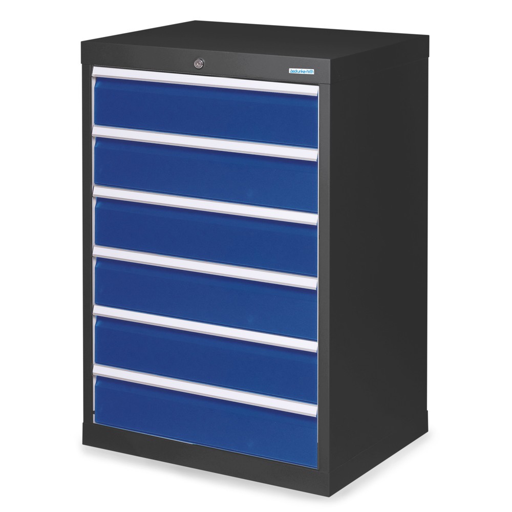 Illustration du produit: Armoire à tiroirs Profi, tiroirs de 6 x 150 mm, H x l x P 1 019 x 680 x 500 mm Bedrunka+Hirth, gris anthracite, bleu gentiane