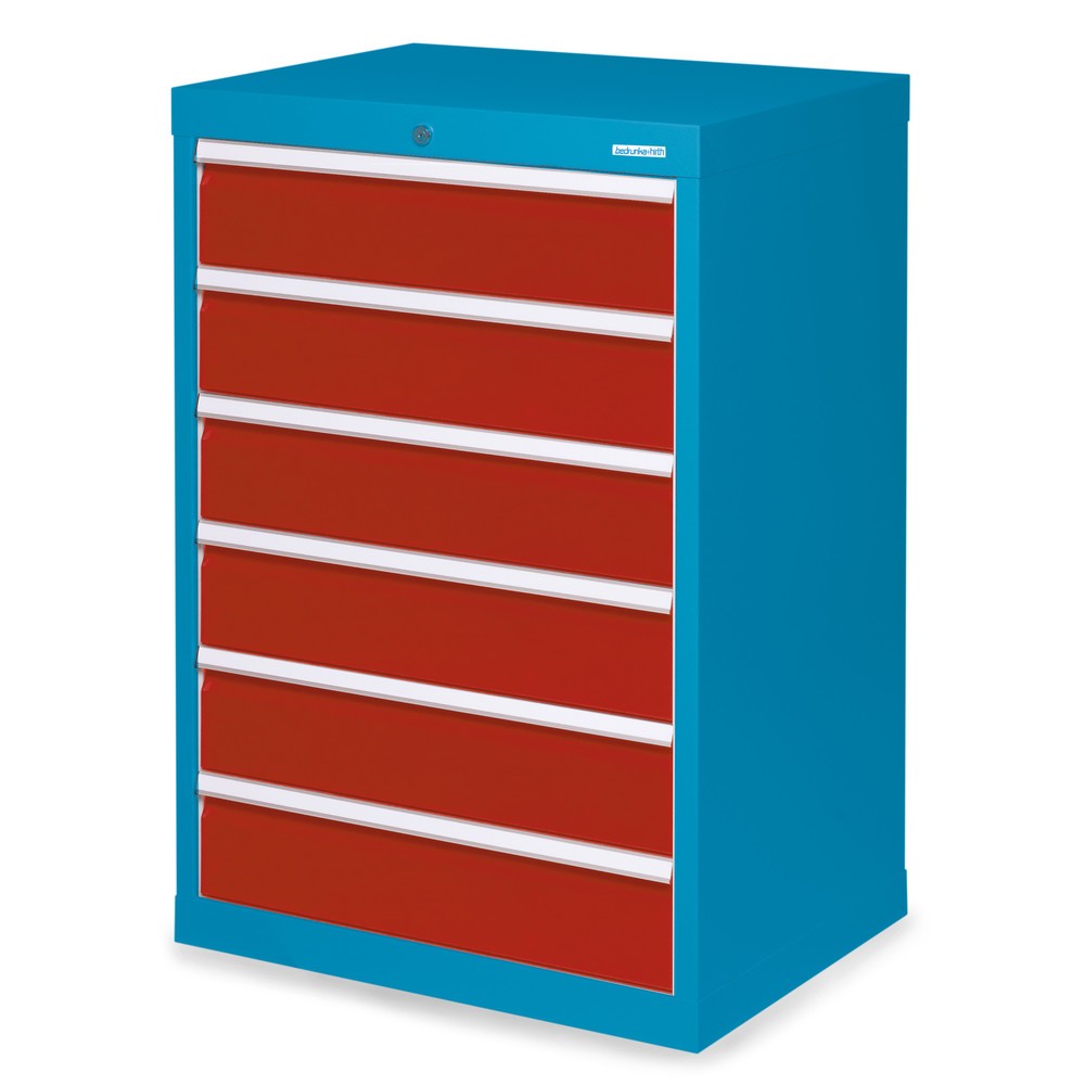 Illustration du produit: Armoire à tiroirs Profi, tiroirs de 6 x 150 mm, H x l x P 1 019 x 680 x 500 mm Bedrunka+Hirth, bleu clair, rouge rubis