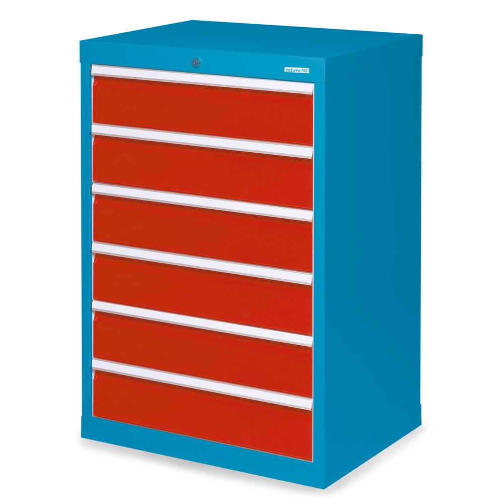 Illustration du produit: Armoire à tiroirs Profi, tiroirs de 6 x 150 mm, H x l x P 1 019 x 680 x 500 mm Bedrunka+Hirth, bleu clair, rouge signalisation