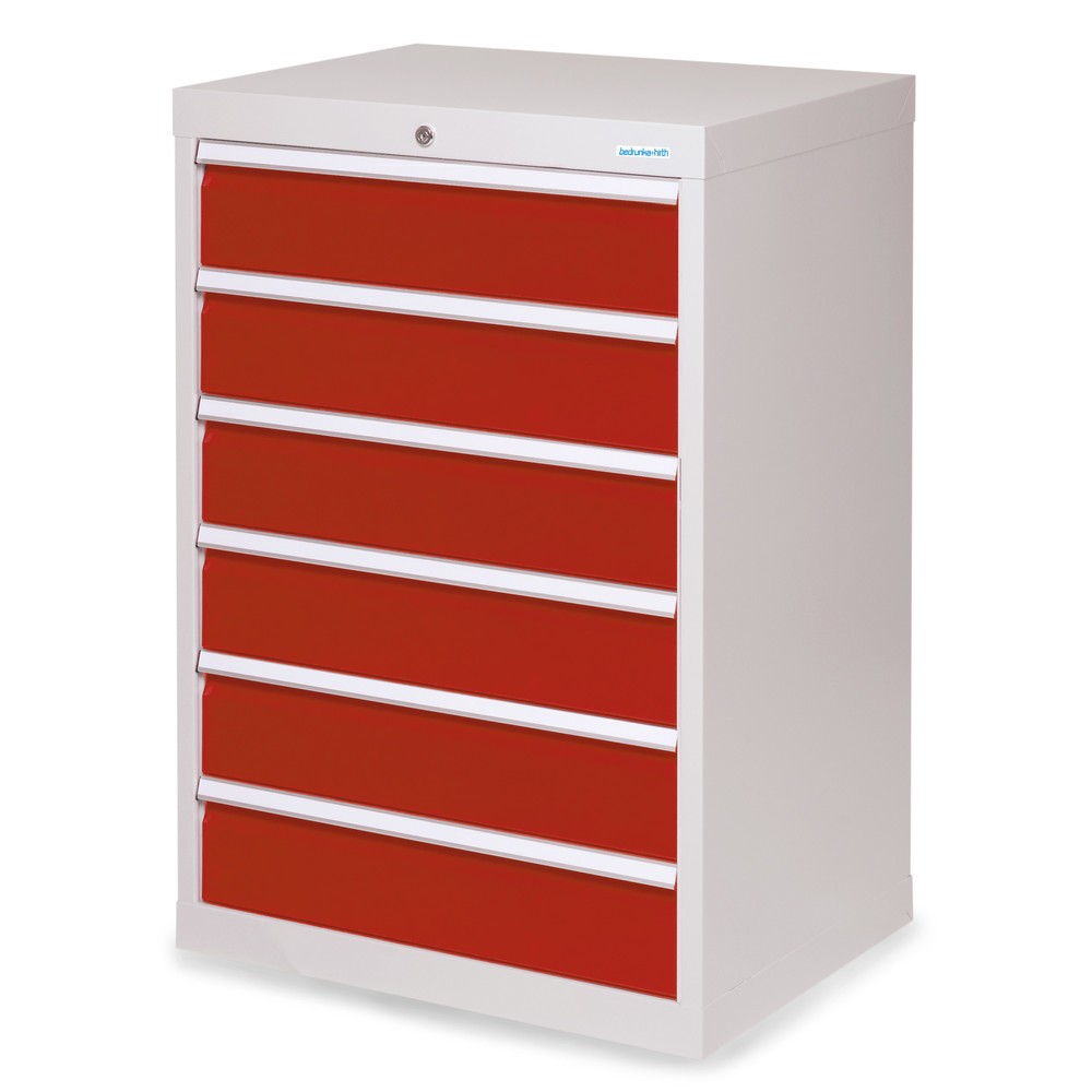 Illustration du produit: Armoire à tiroirs Profi, tiroirs de 6 x 150 mm, H x l x P 1 019 x 680 x 500 mm Bedrunka+Hirth, gris clair, rouge rubis