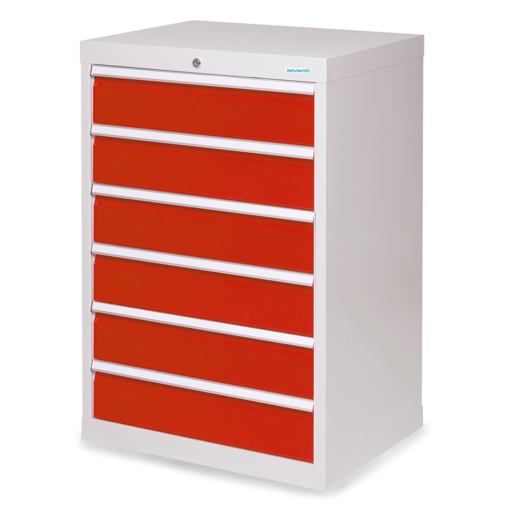 Illustration du produit: Armoire à tiroirs Profi, tiroirs de 6 x 150 mm, H x l x P 1 019 x 680 x 500 mm Bedrunka+Hirth, gris clair, rouge signalisation