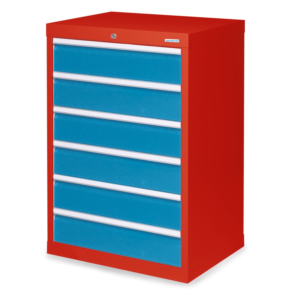 Illustration du produit: Armoire à tiroirs Profi, tiroirs de 6 x 150 mm, H x l x P 1 019 x 680 x 500 mm Bedrunka+Hirth, rouge signalisation, bleu clair