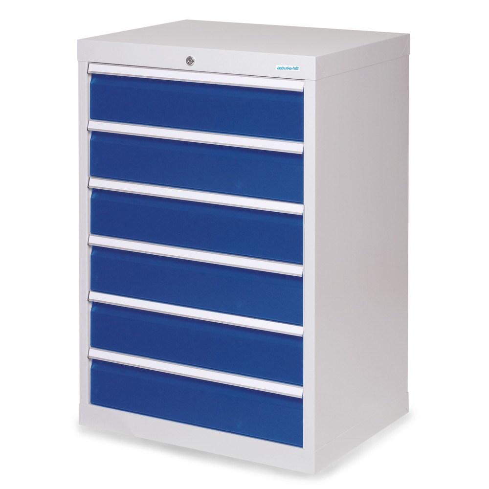 Illustration du produit: Armoire à tiroirs Profi, tiroirs de 6 x 150 mm, H x l x P 1 019 x 680 x 500 mm Bedrunka+Hirth, gris clair, bleu gentiane