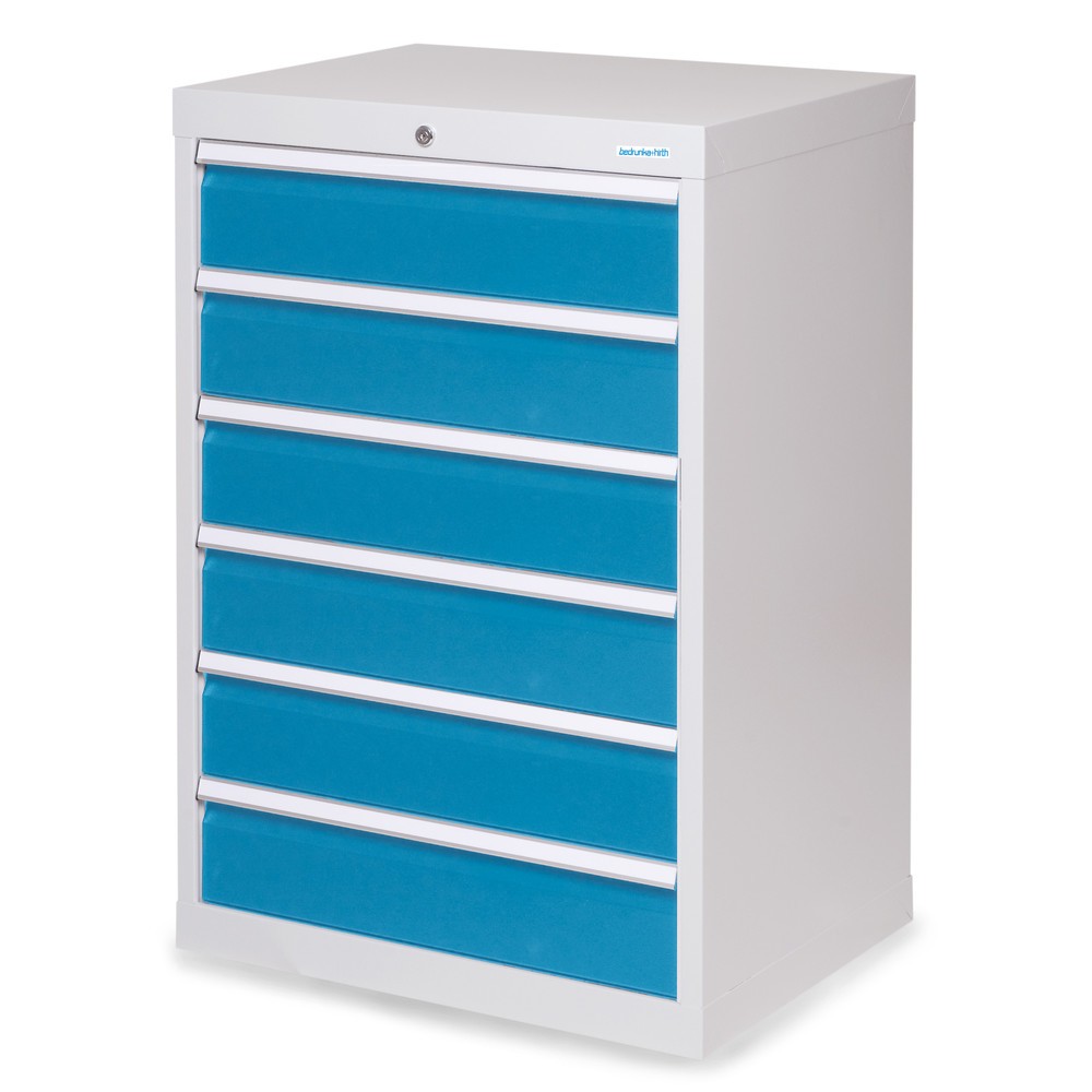 Illustration du produit: Armoire à tiroirs Profi, tiroirs de 6 x 150 mm, H x l x P 1 019 x 680 x 500 mm Bedrunka+Hirth, gris clair, bleu clair