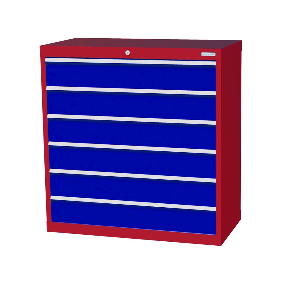 Illustration du produit: Armoire à tiroirs Profi, tiroirs de 6 x 150 mm, H x l x P 1 019 x 980 x 500 mm Bedrunka+Hirth, rouge rubis, bleu gentiane