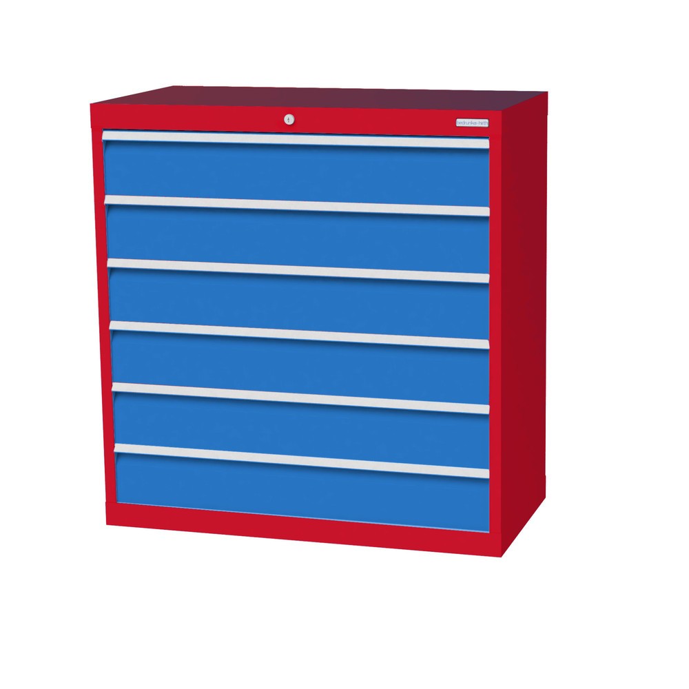 Illustration du produit: Armoire à tiroirs Profi, tiroirs de 6 x 150 mm, H x l x P 1 019 x 980 x 500 mm Bedrunka+Hirth, rouge signalisation, bleu clair
