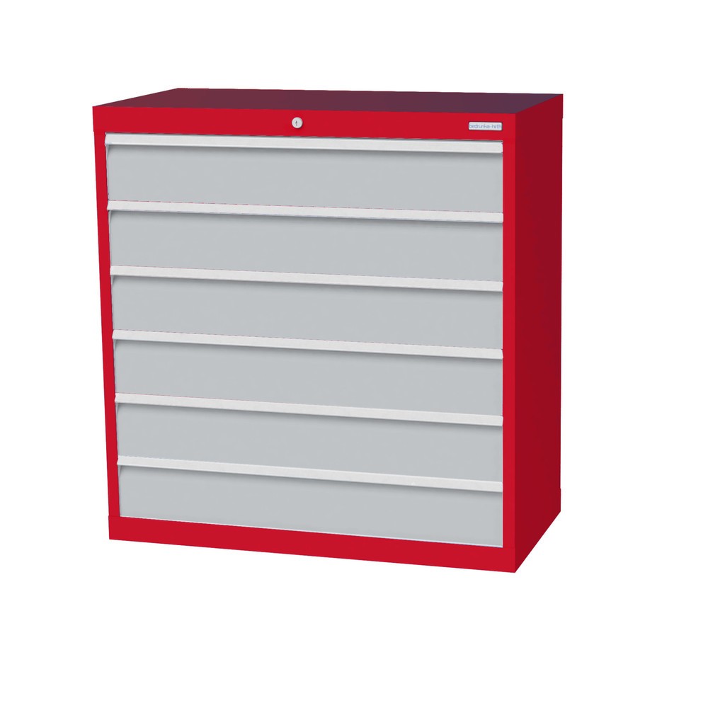 Illustration du produit: Armoire à tiroirs Profi, tiroirs de 6 x 150 mm, H x l x P 1 019 x 980 x 500 mm Bedrunka+Hirth, rouge signalisation, gris clair