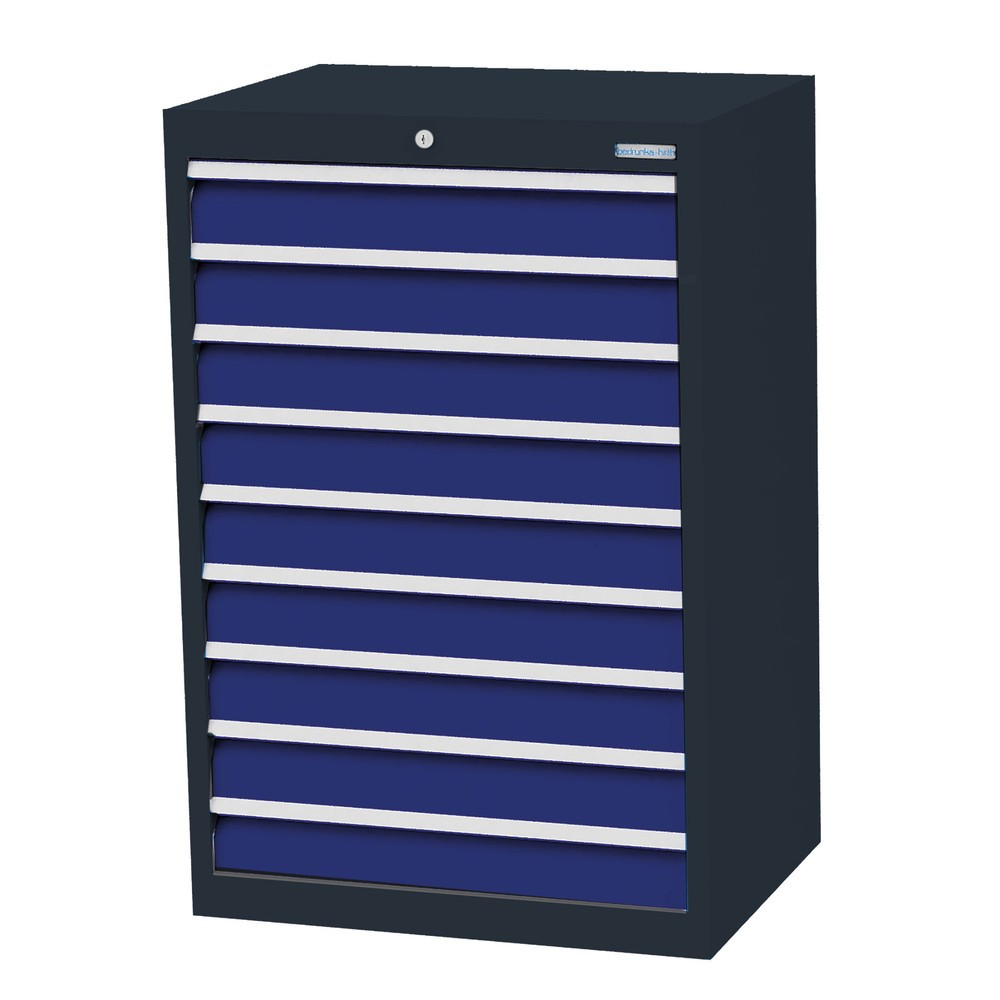 Illustration du produit: Armoire à tiroirs Profi, tiroirs de 9 x 100 mm, H x l x P 1 019 x 680 x 500 mm Bedrunka+Hirth, gris anthracite, bleu gentiane