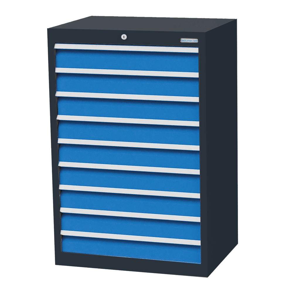 Illustration du produit: Armoire à tiroirs Profi, tiroirs de 9 x 100 mm, H x l x P 1 019 x 680 x 500 mm Bedrunka+Hirth, gris anthracite, bleu clair