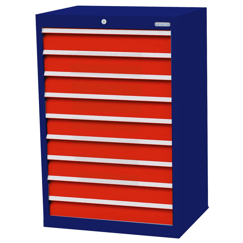Illustration du produit: Armoire à tiroirs Profi, tiroirs de 9 x 100 mm, H x l x P 1 019 x 680 x 500 mm Bedrunka+Hirth, bleu gentiane, rouge signalisation