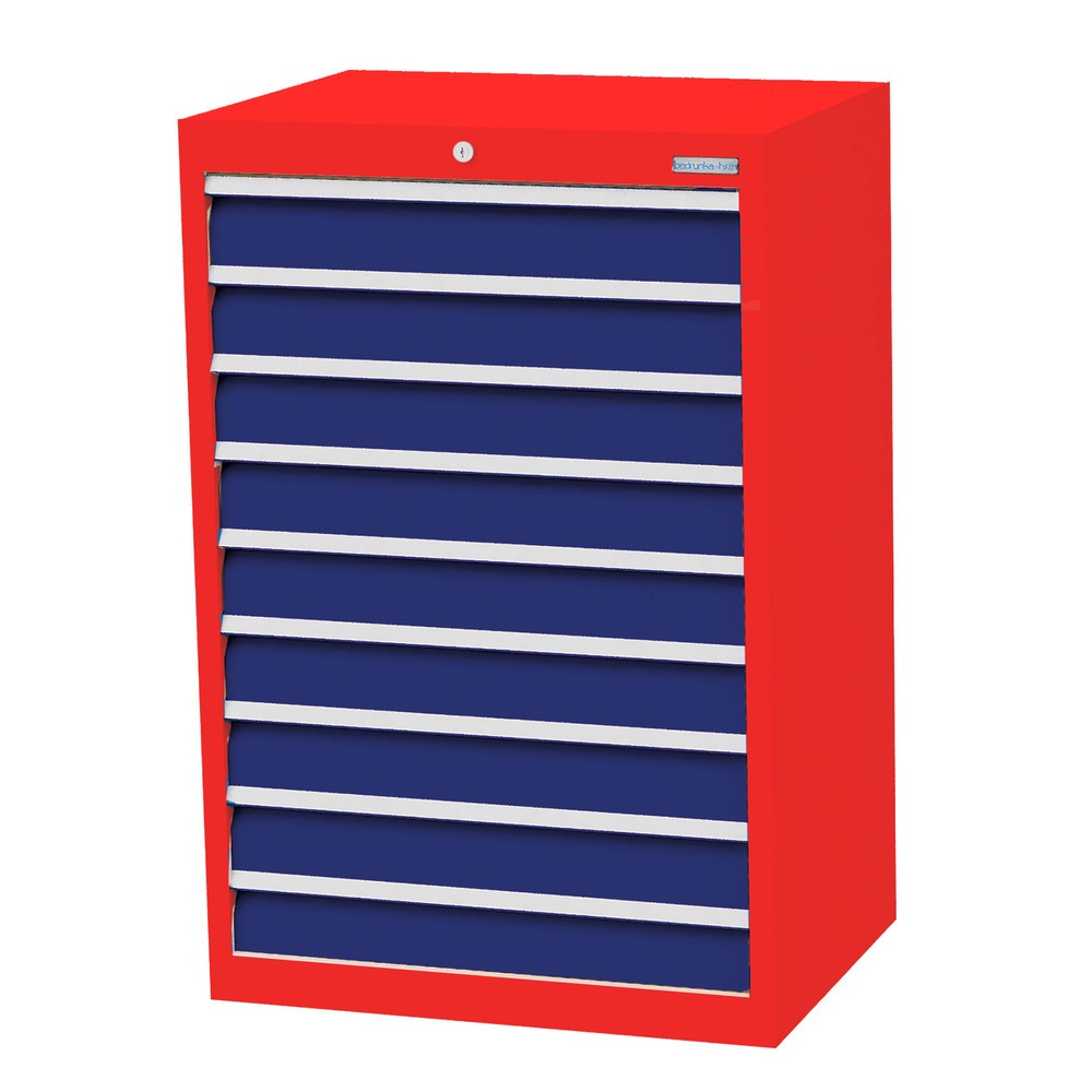 Illustration du produit: Armoire à tiroirs Profi, tiroirs de 9 x 100 mm, H x l x P 1 019 x 680 x 500 mm Bedrunka+Hirth, rouge signalisation, bleu gentiane