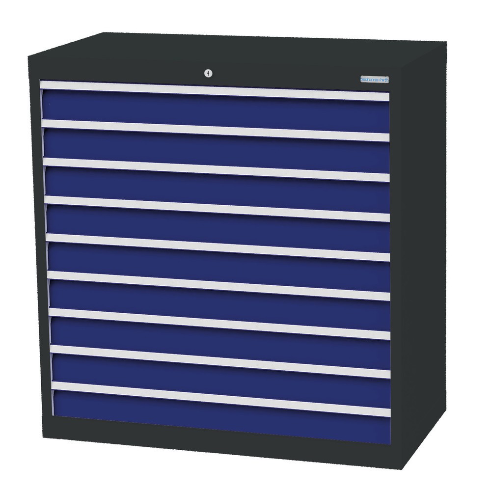 Illustration du produit: Armoire à tiroirs Profi, tiroirs de 9 x 100 mm, H x l x P 1 019 x 980 x 500 mm Bedrunka+Hirth, gris anthracite, bleu gentiane
