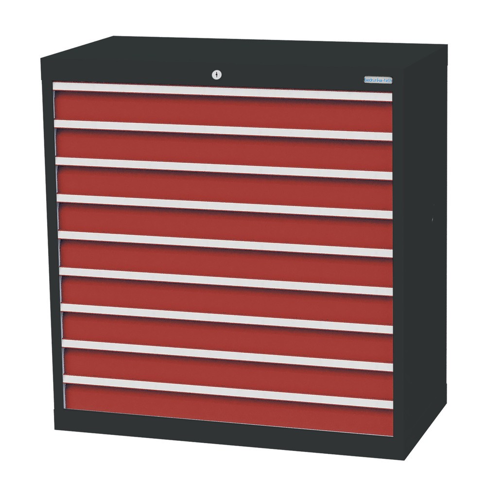 Illustration du produit: Armoire à tiroirs Profi, tiroirs de 9 x 100 mm, H x l x P 1 019 x 980 x 500 mm Bedrunka+Hirth, gris anthracite, rouge rubis