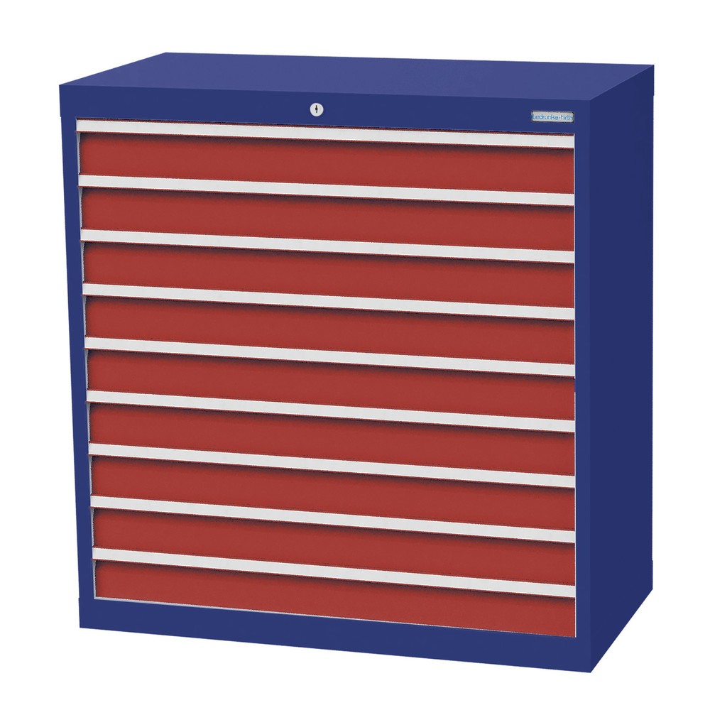Illustration du produit: Armoire à tiroirs Profi, tiroirs de 9 x 100 mm, H x l x P 1 019 x 980 x 500 mm Bedrunka+Hirth, bleu gentiane, rouge rubis