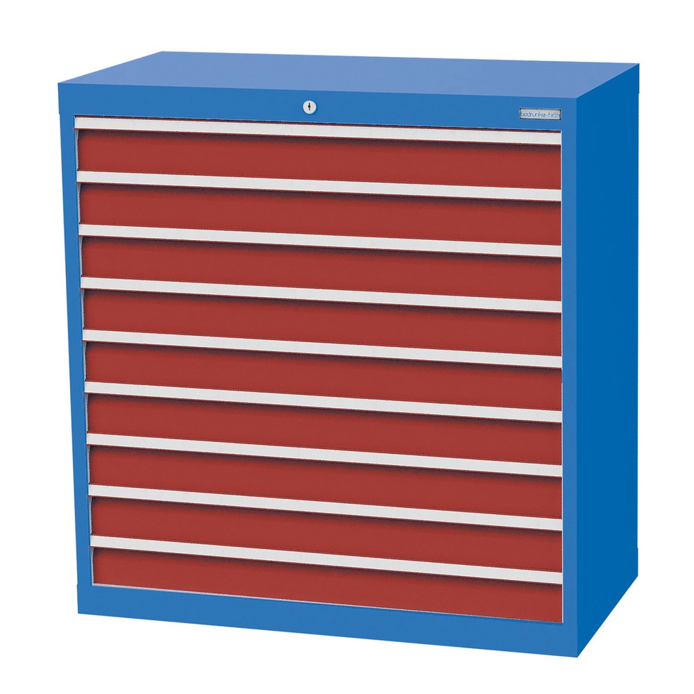 Illustration du produit: Armoire à tiroirs Profi, tiroirs de 9 x 100 mm, H x l x P 1 019 x 980 x 500 mm Bedrunka+Hirth, bleu clair, rouge rubis