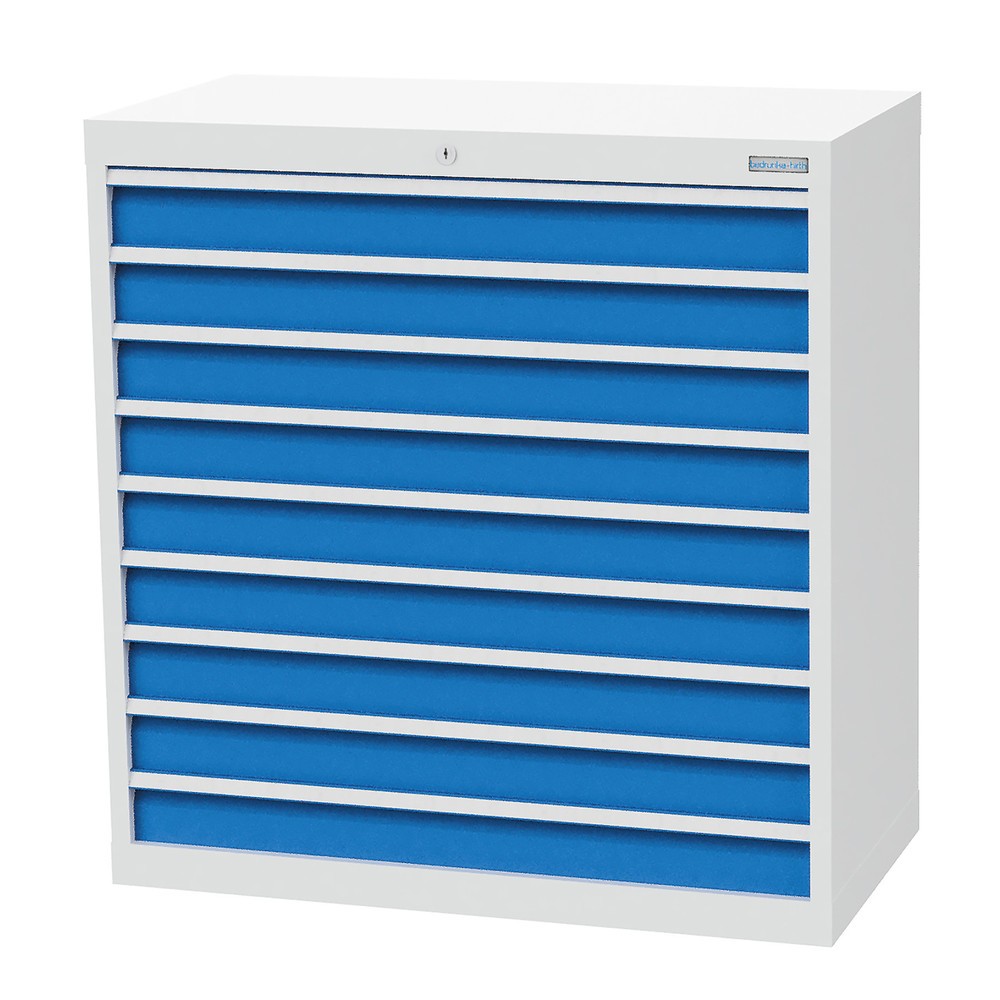 Illustration du produit: Armoire à tiroirs Profi, tiroirs de 9 x 100 mm, H x l x P 1 019 x 980 x 500 mm Bedrunka+Hirth, gris clair, bleu clair