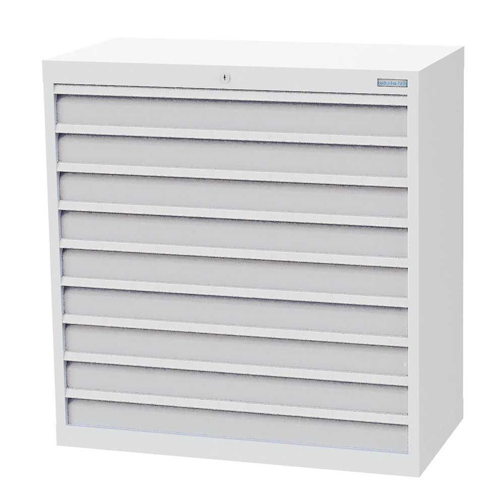 Illustration du produit: Armoire à tiroirs Profi, tiroirs de 9 x 100 mm, H x l x P 1 019 x 980 x 500 mm Bedrunka+Hirth, gris clair, gris clair