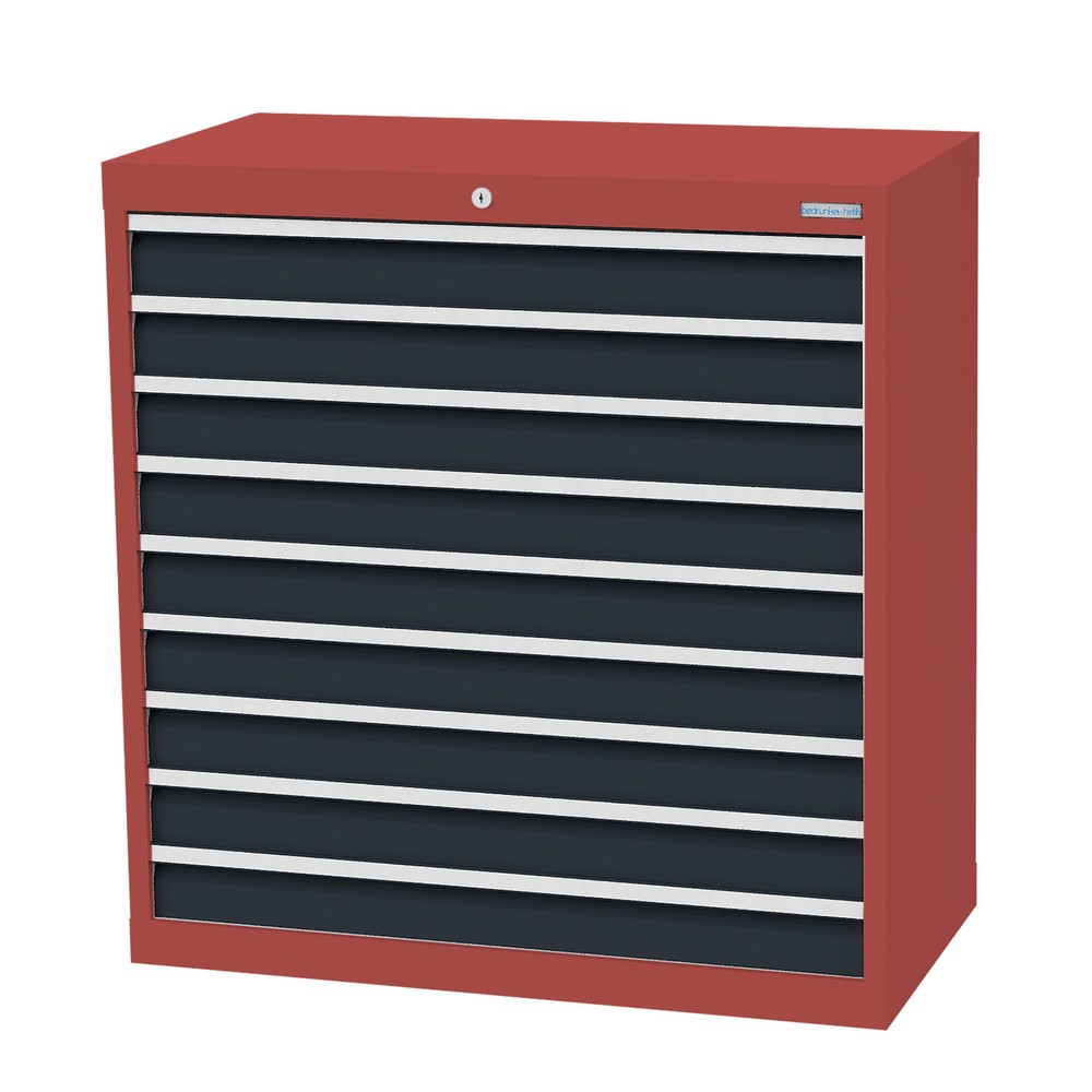 Illustration du produit: Armoire à tiroirs Profi, tiroirs de 9 x 100 mm, H x l x P 1 019 x 980 x 500 mm Bedrunka+Hirth, rouge rubis, gris anthracite