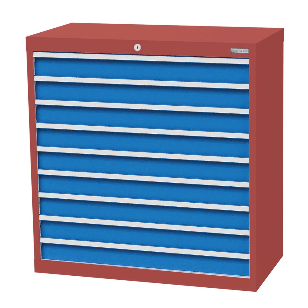 Illustration du produit: Armoire à tiroirs Profi, tiroirs de 9 x 100 mm, H x l x P 1 019 x 980 x 500 mm Bedrunka+Hirth, rouge rubis, bleu clair