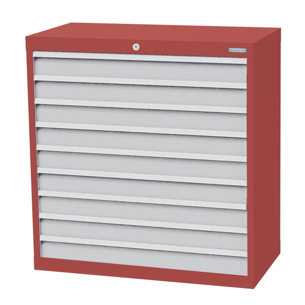 Illustration du produit: Armoire à tiroirs Profi, tiroirs de 9 x 100 mm, H x l x P 1 019 x 980 x 500 mm Bedrunka+Hirth, rouge rubis, gris clair