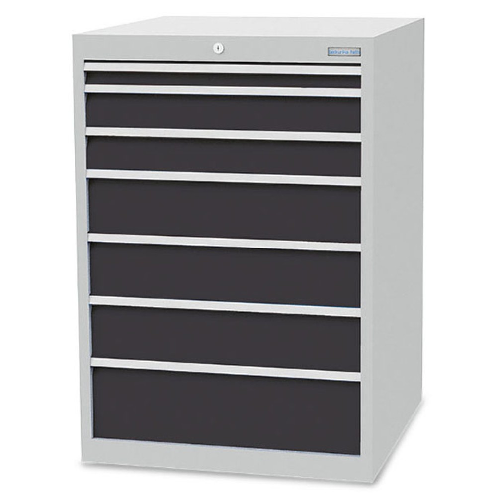Illustration du produit: Armoire à tiroirs R 24-24 Bedrunka+Hirth, H x l x P 1 019 x 705 x 736 mm, gris clair, gris anthracite, 7 tiroirs 1 x 50 + 2 x 100 + 3 x 150 + 1 x 200 mm