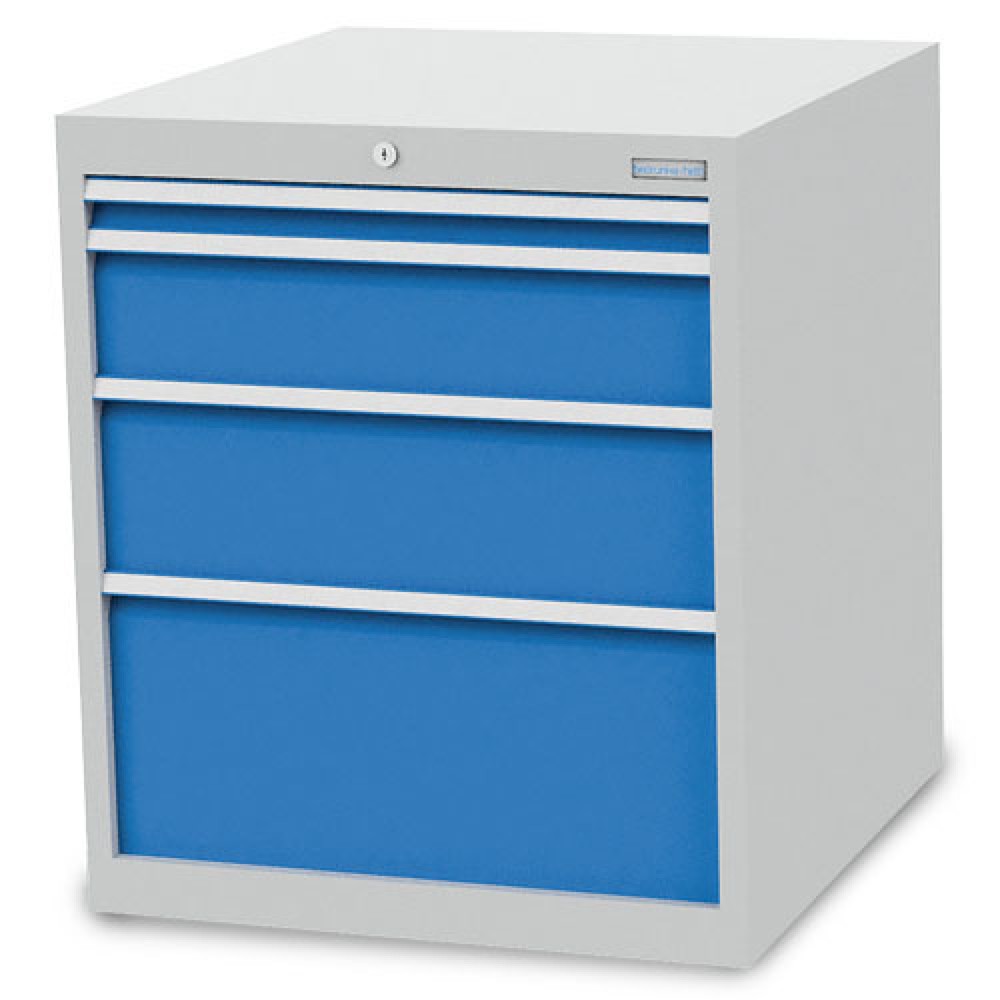 Illustration du produit: Armoire à tiroirs R 24-24 Bedrunka+Hirth, H x l x P 819 x 705 x 736 mm, gris clair, bleu clair, 4 tiroirs 1 x 50 + 1 x 150 + 1 x 200 + 1 x 300 mm