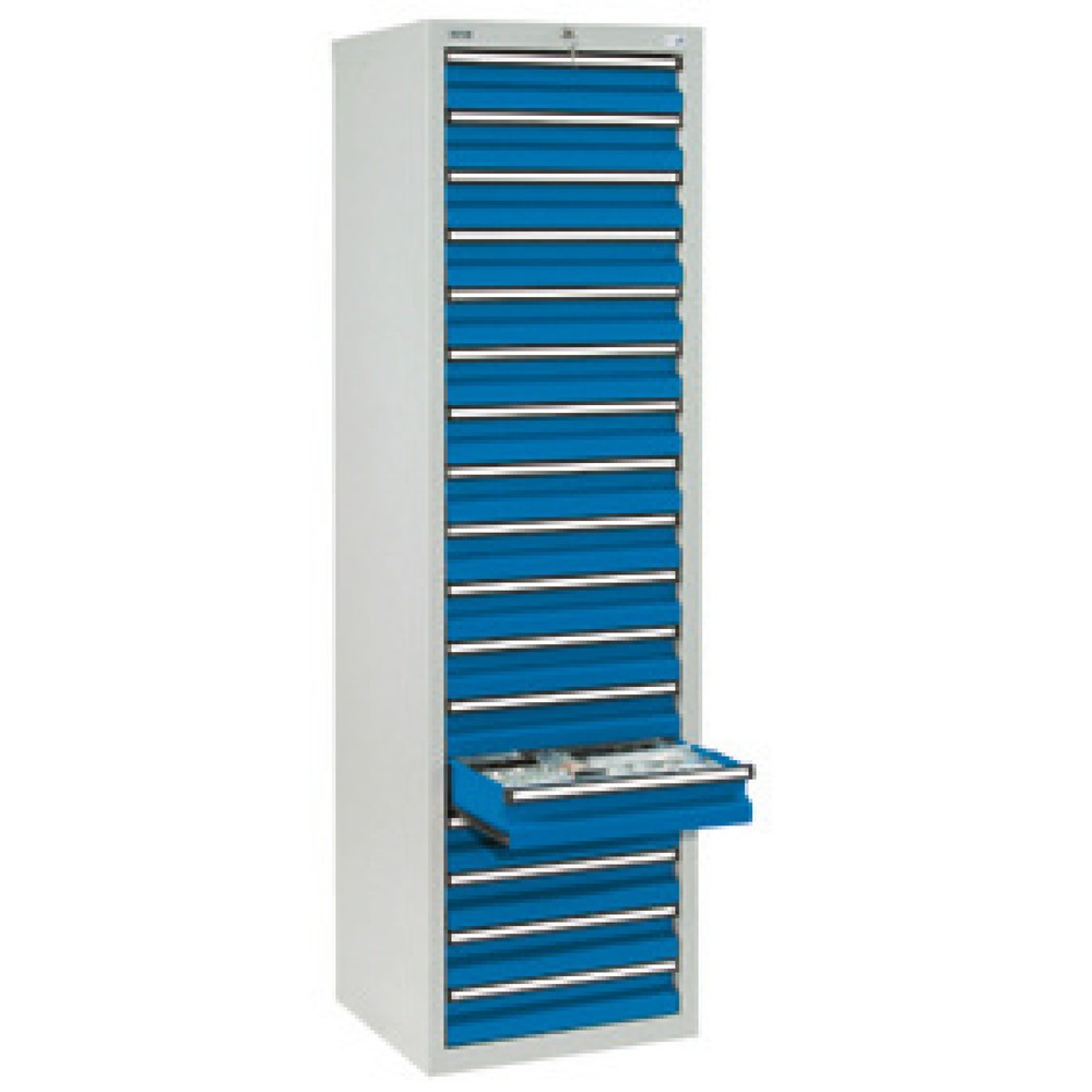 Illustration du produit: Armoire à tiroirs stumpf®, tiroirs de 17 x 100 mm, H x l x P 1 800 x 500 x 500 mm, gris clair/bleu gentiane