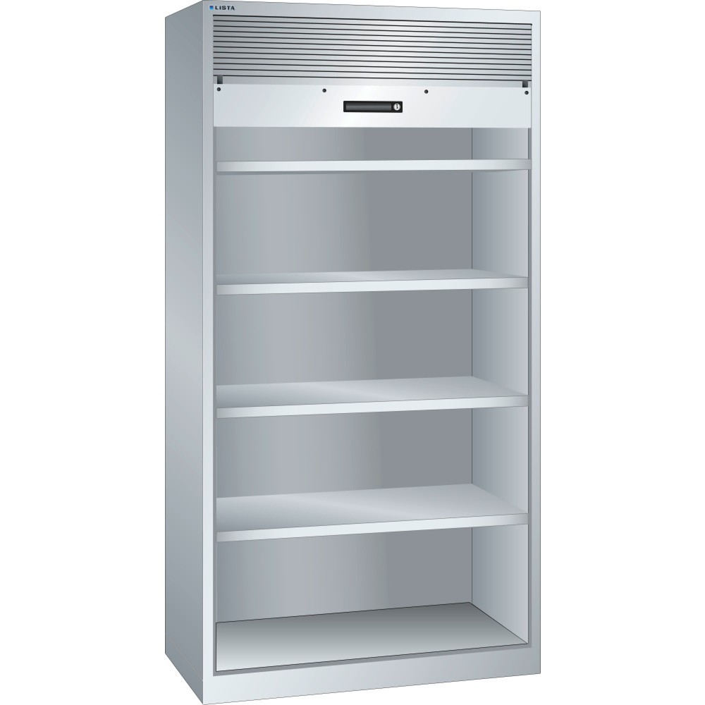 Illustration du produit: Armoire à volet LISTA, (lxPxH) 1 000x580x1 950 mm, 4 étagères réglables, gris clair