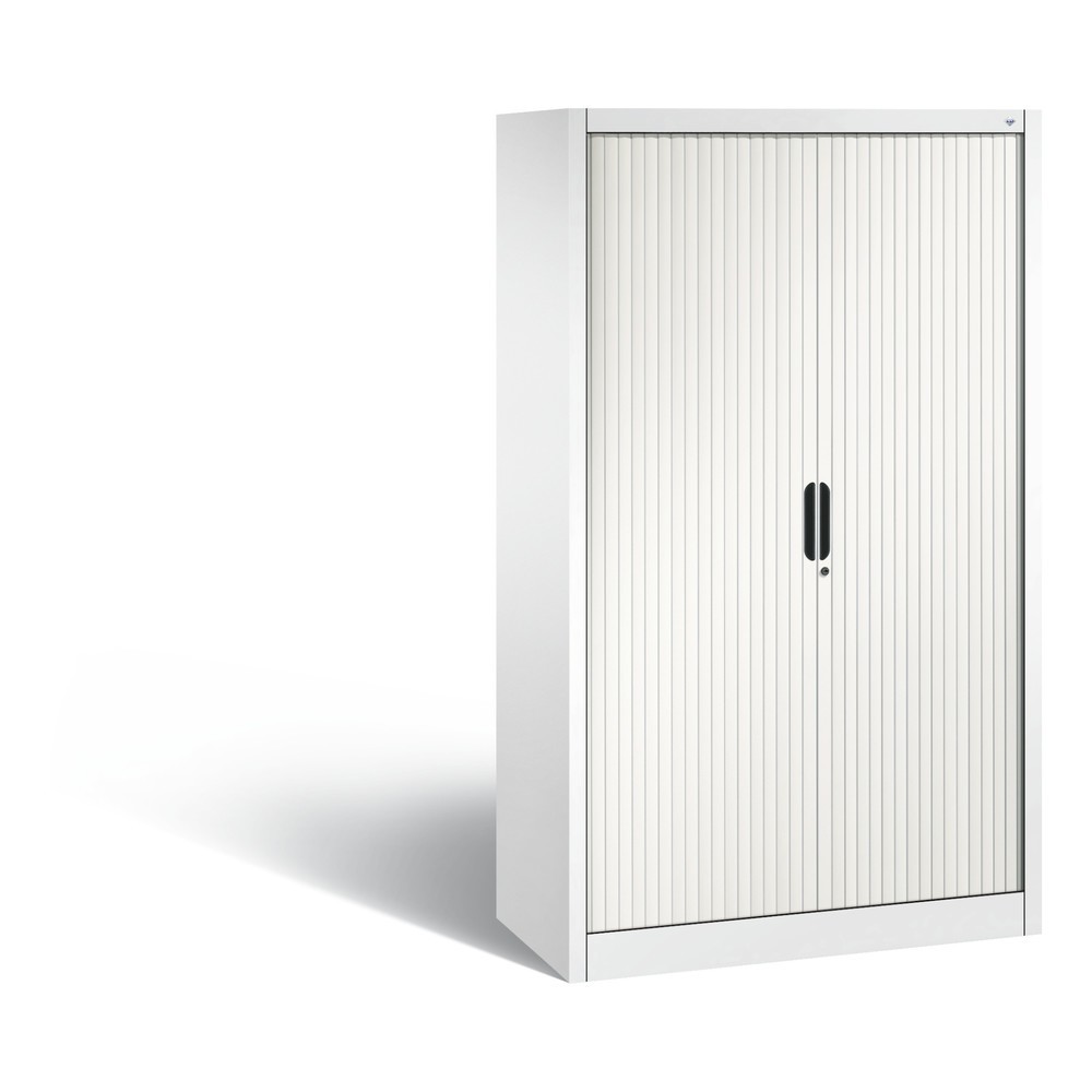 N° de l'image du produit 1 : Armoire à volet roulant C+P, 4 hauteurs de classeur, largeur 1 000 mm, blanc pur