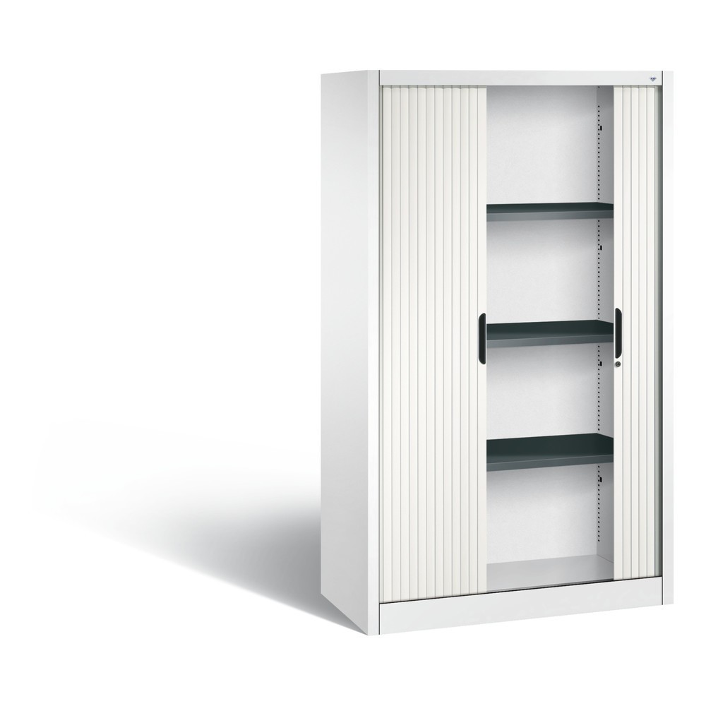 N° de l'image du produit 4 : Armoire à volet roulant C+P, 4 hauteurs de classeur, largeur 1 000 mm, blanc pur