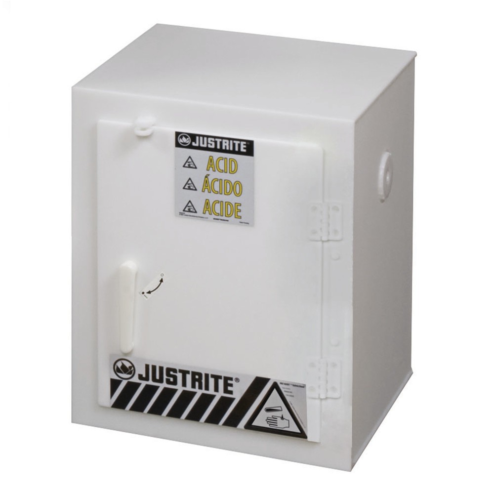 Illustration du produit: Armoire Justrite® PE-acide, HxLxP 560 x 430 x 430 mm, sans Plateau intermédiaire, fermeture manuelle