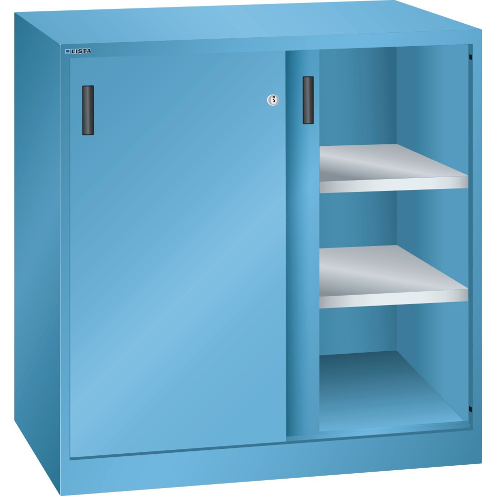 Illustration du produit: Armoire d'appoint LISTA avec portes coulissantes, (lxPxH) 1 000x400x1 000 mm, 2 étagères réglables, bleu clair