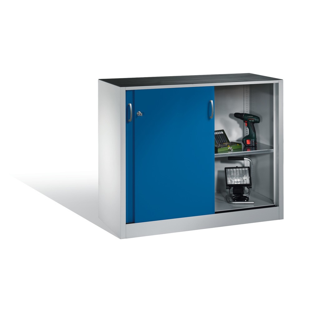 Produktabbildung Nr. 5: Armoire d’appoint d’atelier C+P avec 1 tablette, H x l x P 1 000 x 1 200 x 400 mm, gris clair, bleu gentiane