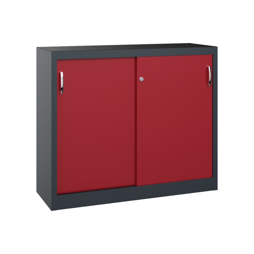 Illustration du produit: Armoire d’appoint d’atelier C+P avec 1 tablette, H x l x P 1 000 x 1 200 x 400 mm, gris anthracite, rouge rubis
