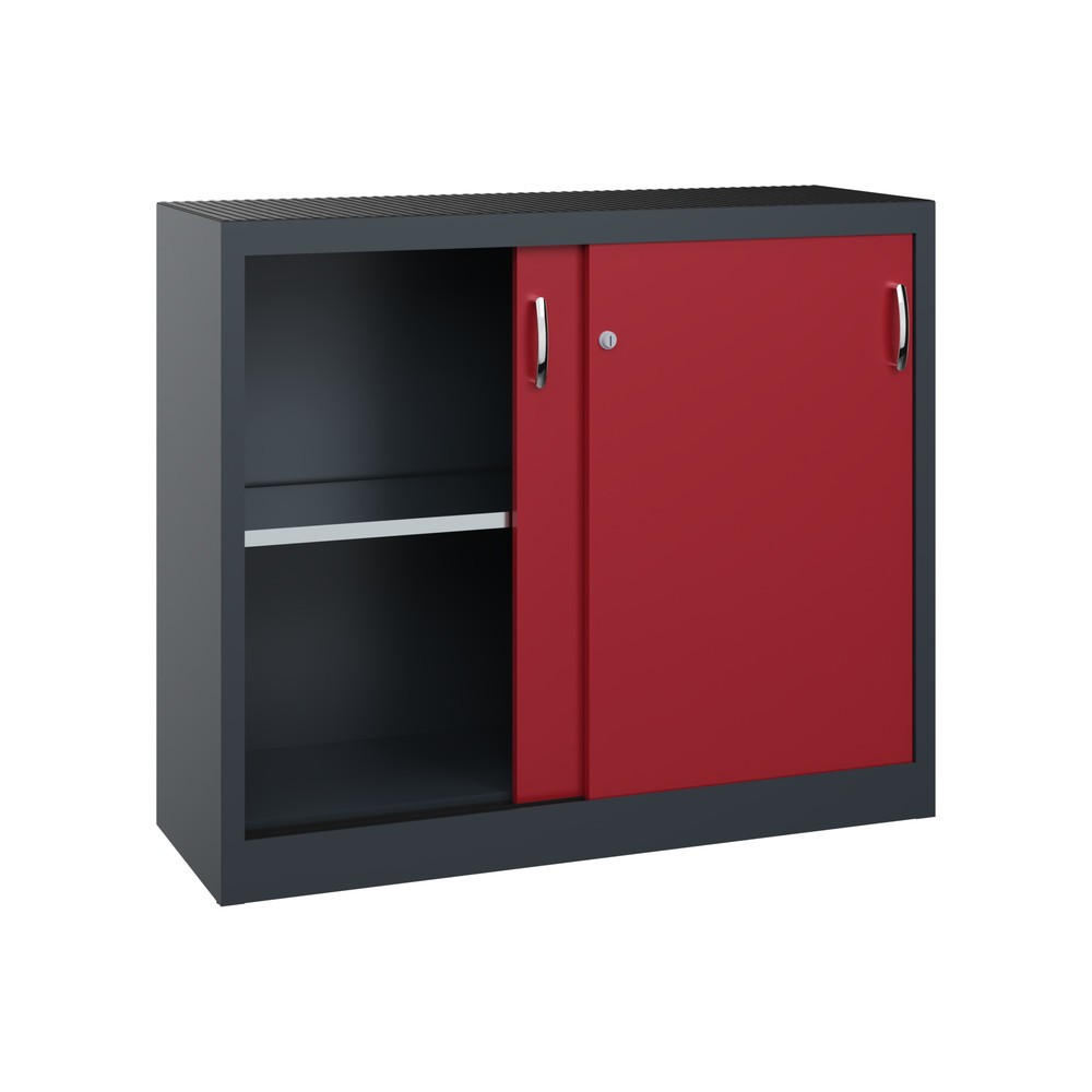 Produktabbildung Nr. 4: Armoire d’appoint d’atelier C+P avec 1 tablette, H x l x P 1 000 x 1 200 x 400 mm, gris anthracite, rouge rubis