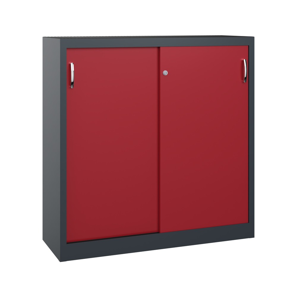 Produktabbildung Nr. 1: Armoire d’appoint d’atelier C+P avec 2 tablettes, H x l x P 1 200 x 1 200 x 400 mm, gris anthracite, rouge rubis