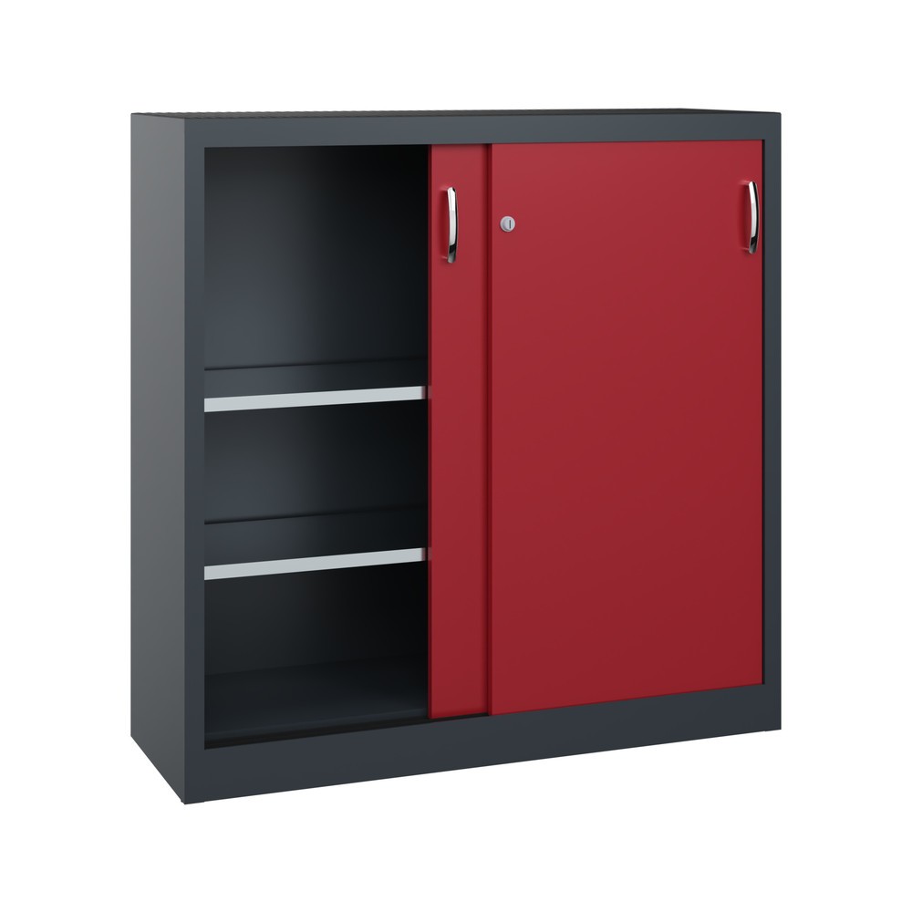 Produktabbildung Nr. 4: Armoire d’appoint d’atelier C+P avec 2 tablettes, H x l x P 1 200 x 1 200 x 400 mm, gris anthracite, rouge rubis