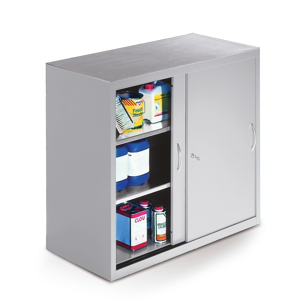 Produktabbildung Nr. 2: Armoire d’appoint d’atelier C+P avec 2 tablettes, H x l x P 1 000 x 1 600 x 400 mm, cloison de séparation, gris anthracite, bleu clair