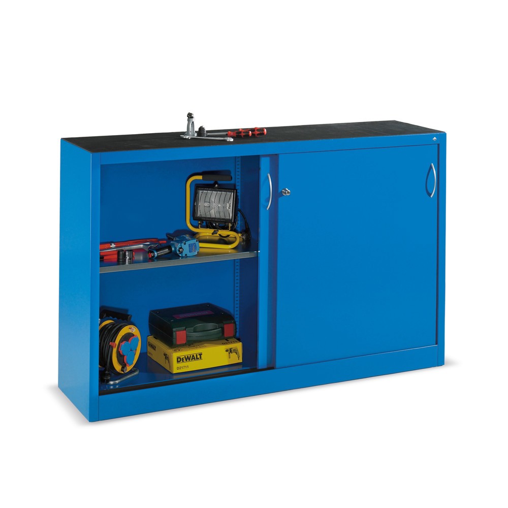 Produktabbildung Nr. 3: Armoire d’appoint d’atelier C+P avec 2 tablettes, H x l x P 1 000 x 1 600 x 400 mm, cloison de séparation, gris anthracite, bleu clair
