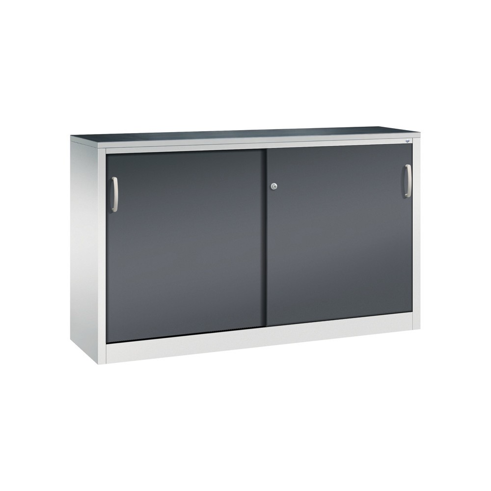 Illustration du produit: Armoire d’appoint d’atelier C+P avec 2 tablettes, H x l x P 1 000 x 1 600 x 400 mm, cloison de séparation, gris clair, gris noir